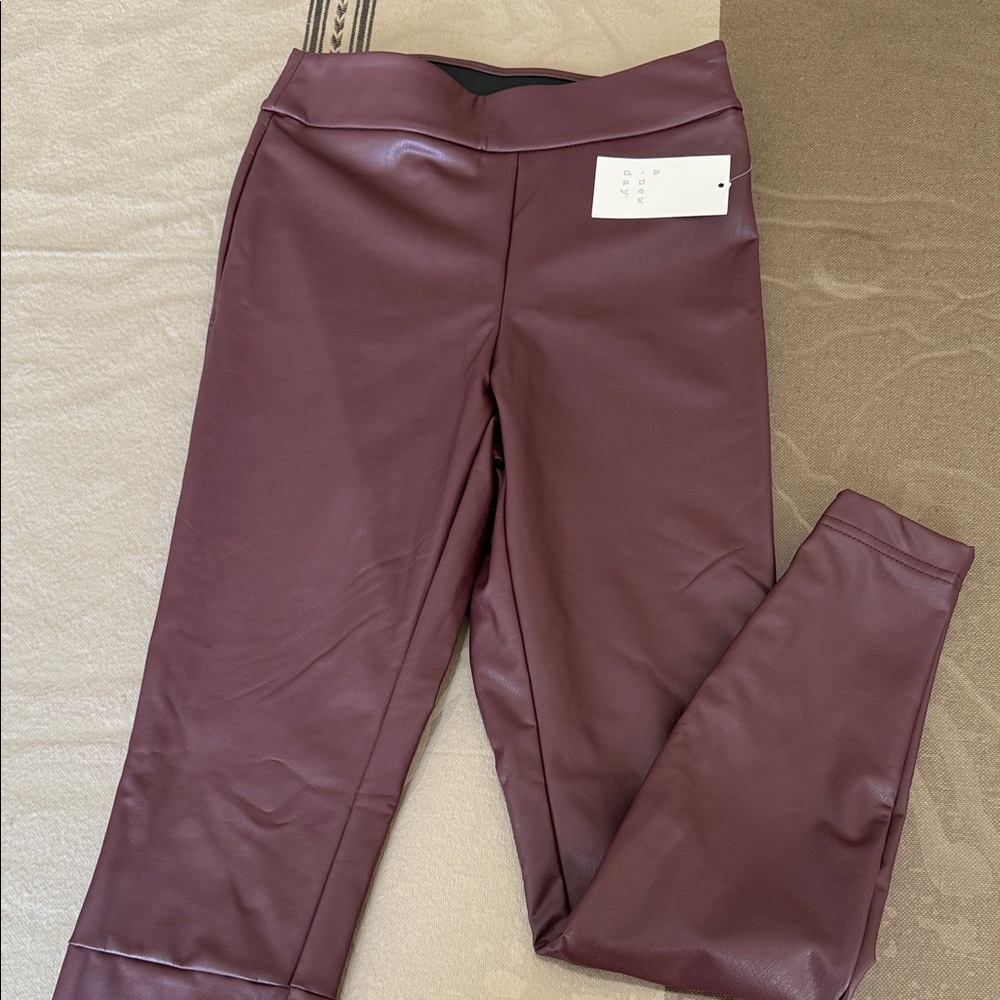 New Maroon Faux Leather Leggings
